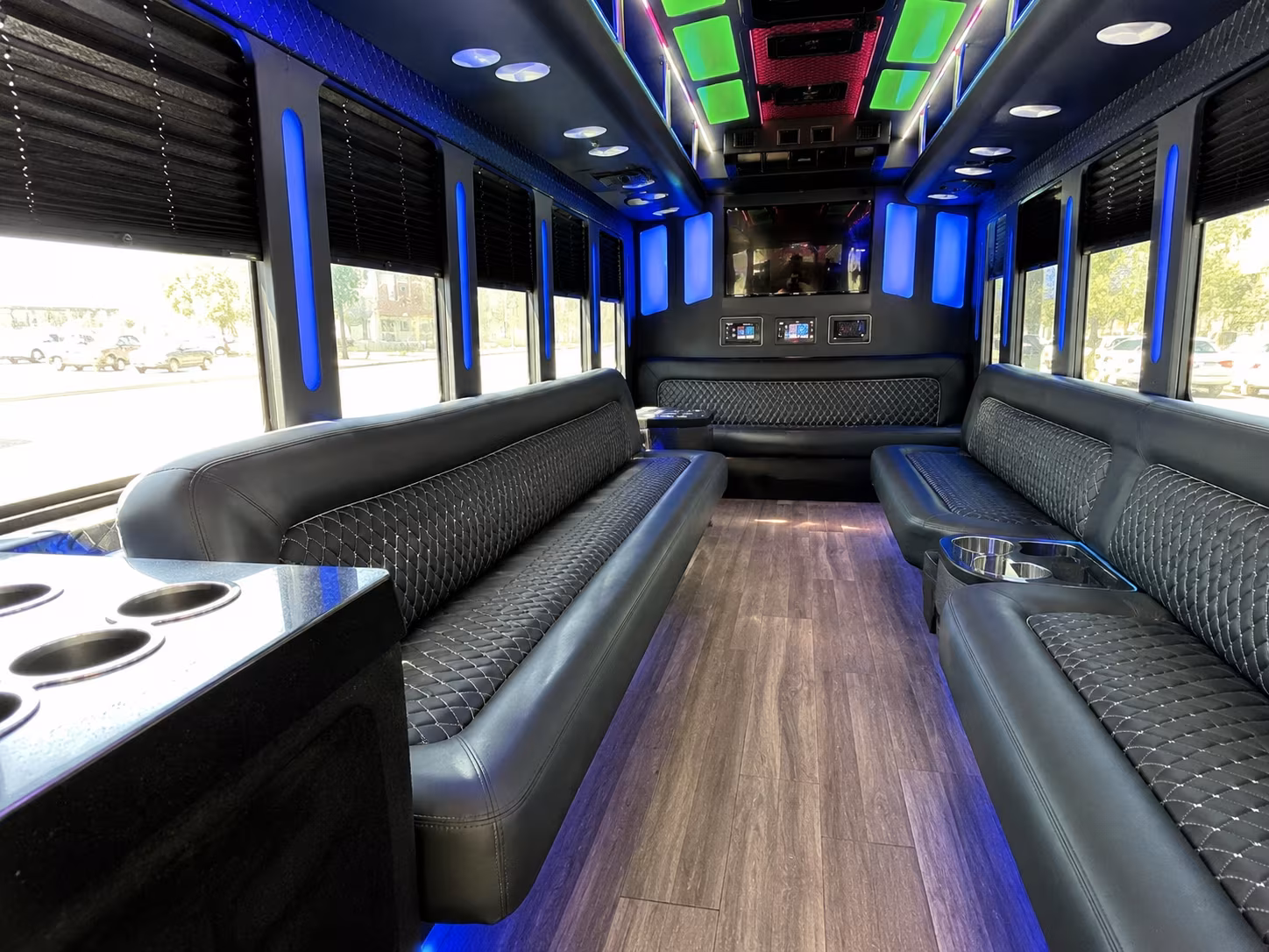concord 15 passenger party bus inside