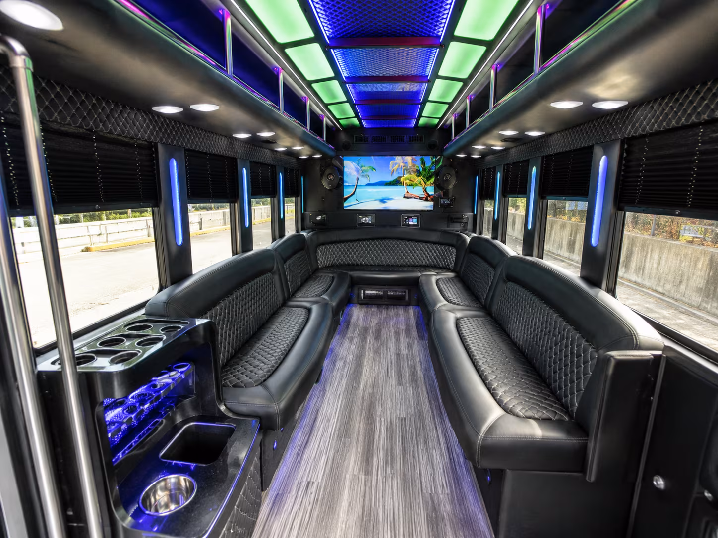 concord 18 passenger party bus inside