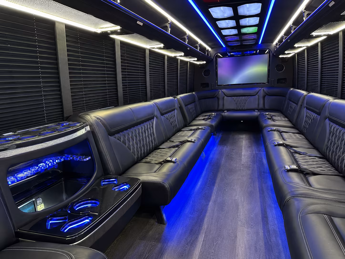 concord 20 passenger party bus inside