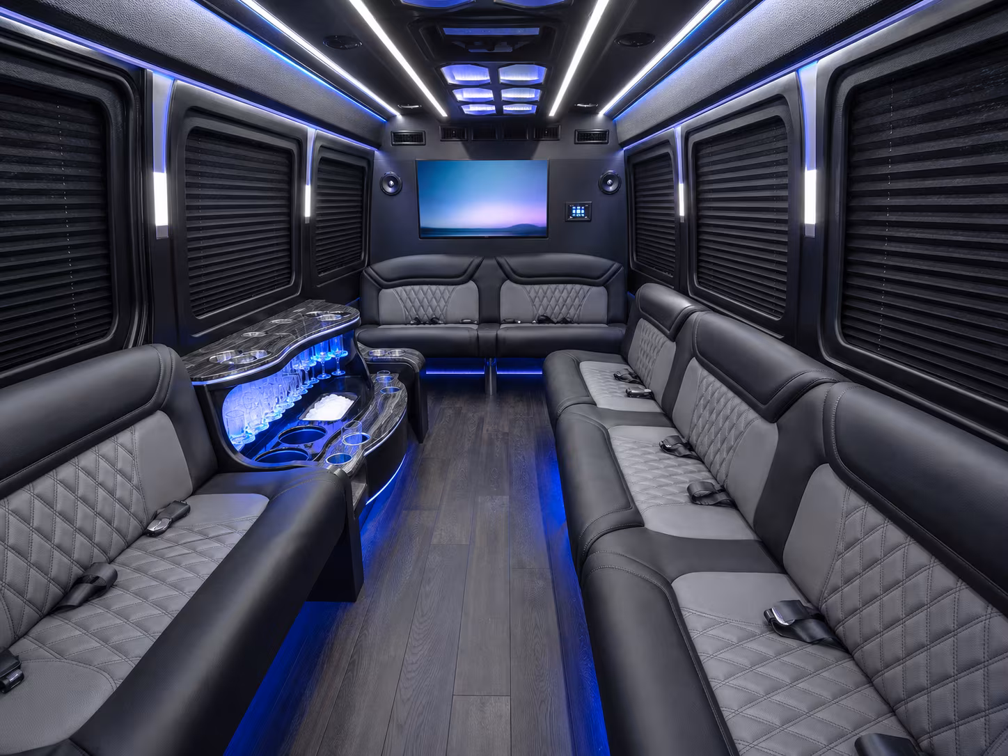concord 20 passenger party bus interior