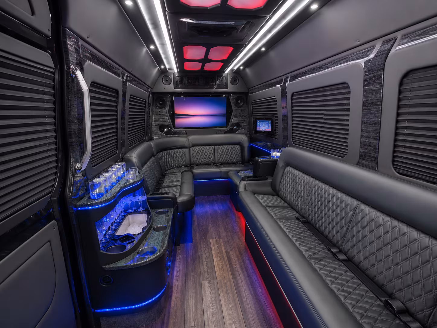 concord 25 passenger party bus inside